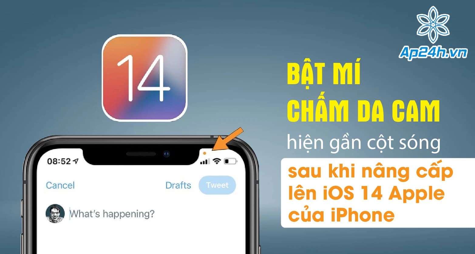 Bật mí chấm da cam hiện gần cột sóng sau khi nâng cấp lên iOS 14 Apple của iPhone