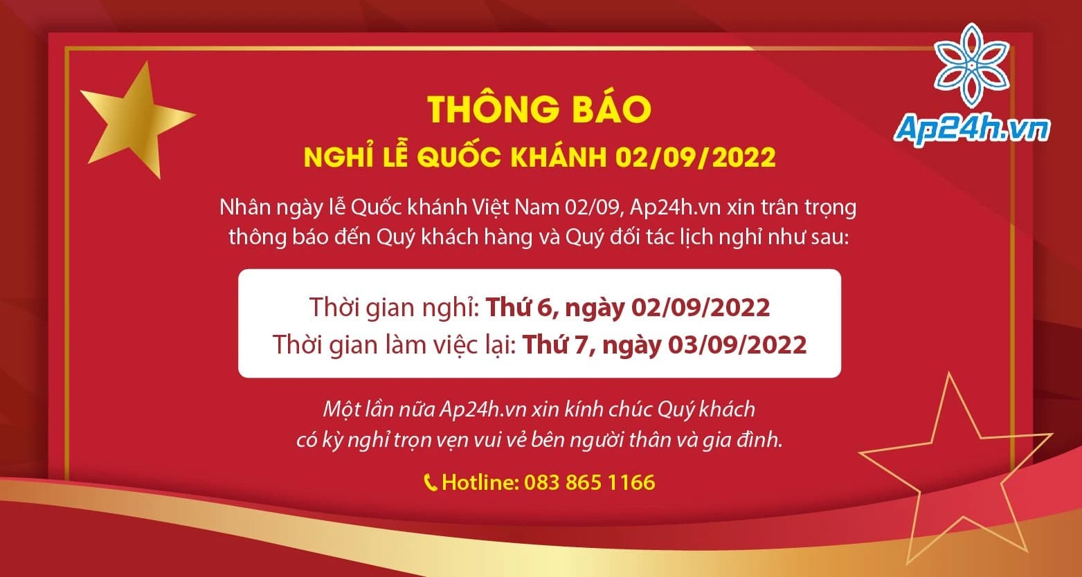 Thông báo Lịch nghỉ lễ Quốc khánh 02/09 năm 2022