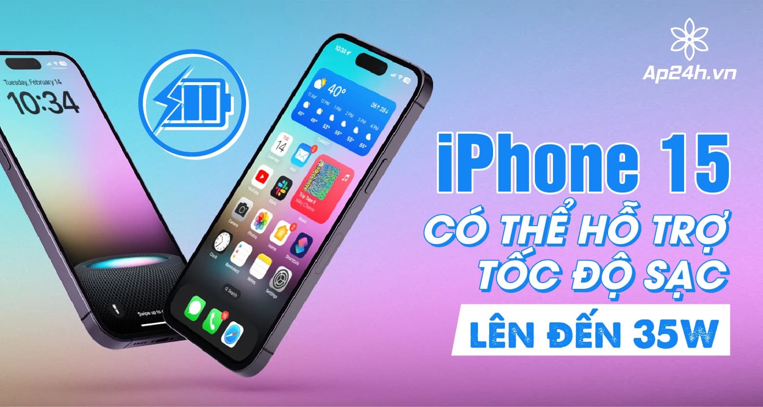 iPhone 15 có thể hỗ trợ tốc độ sạc lên đến 35W