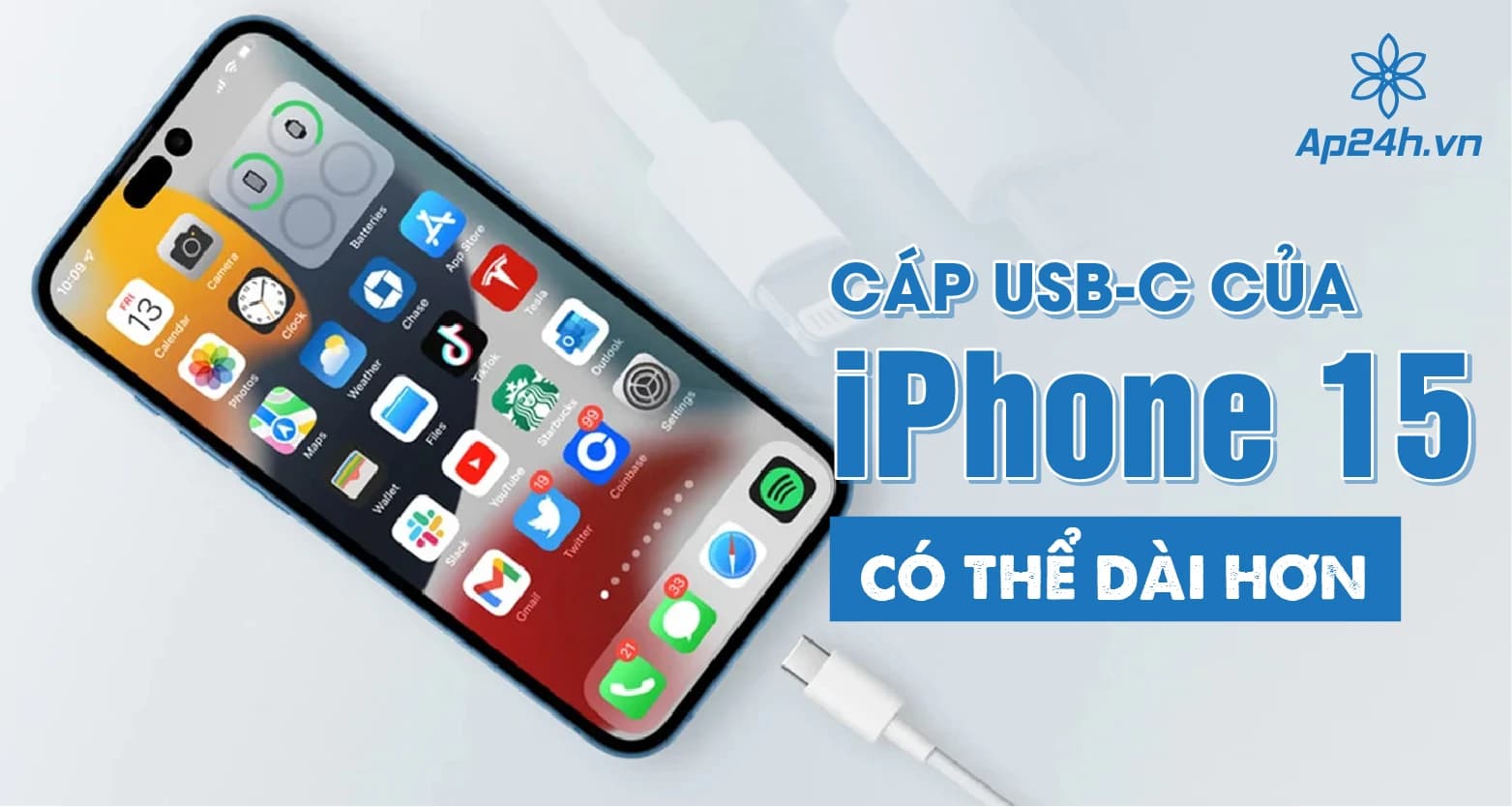 Cáp bện USB-C của iPhone 15 có thể dài hơn
