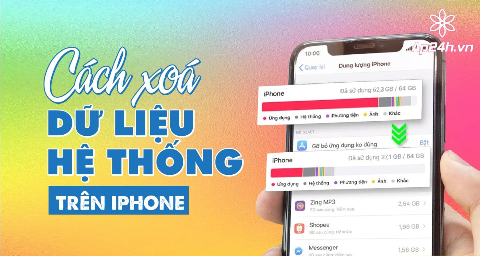 Cách xoá dữ liệu hệ thống trên iPhone đơn giản, nhanh chóng