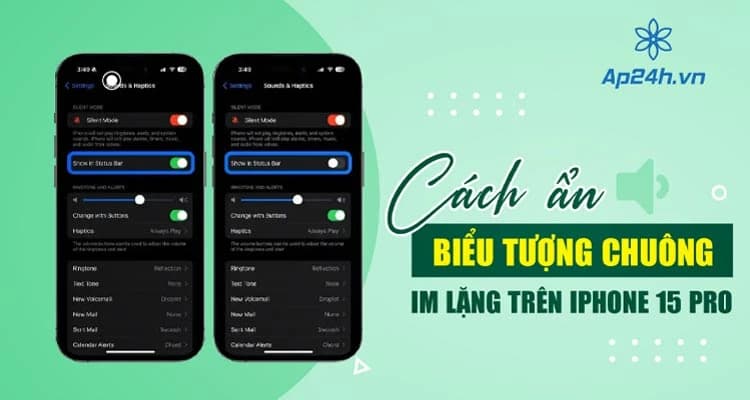 Cách ẩn biểu tượng chế độ im lặng trên iPhone 15 Pro và Pro Max