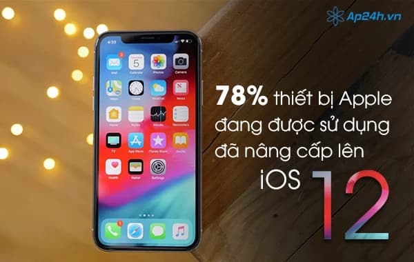 78% thiết bị Apple đang được sử dụng đã nâng cấp lên iOS 12