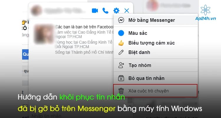 Hướng dẫn khôi phục tin nhắn đã bị gỡ bỏ trên Messenger bằng máy tính Windows