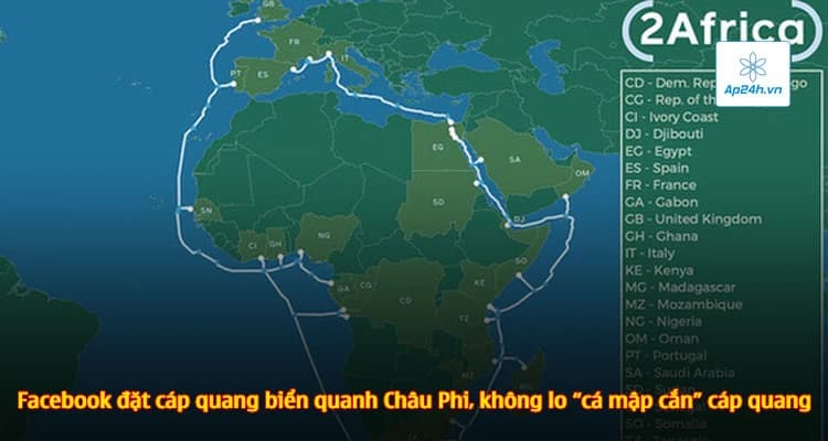 Facebook đặt cáp quang biển quanh Châu Phi, không lo “cá mập cắn” cáp quang