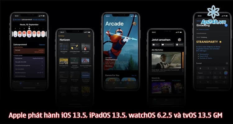 Apple phát hành iOS 13.5, iPadOS 13.5, watchOS 6.2.5 và tvOS 13.5 GM