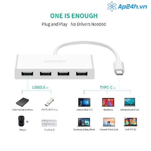 TYPE C to USB 3.0 4 Ports HUB - Ugreen 40379