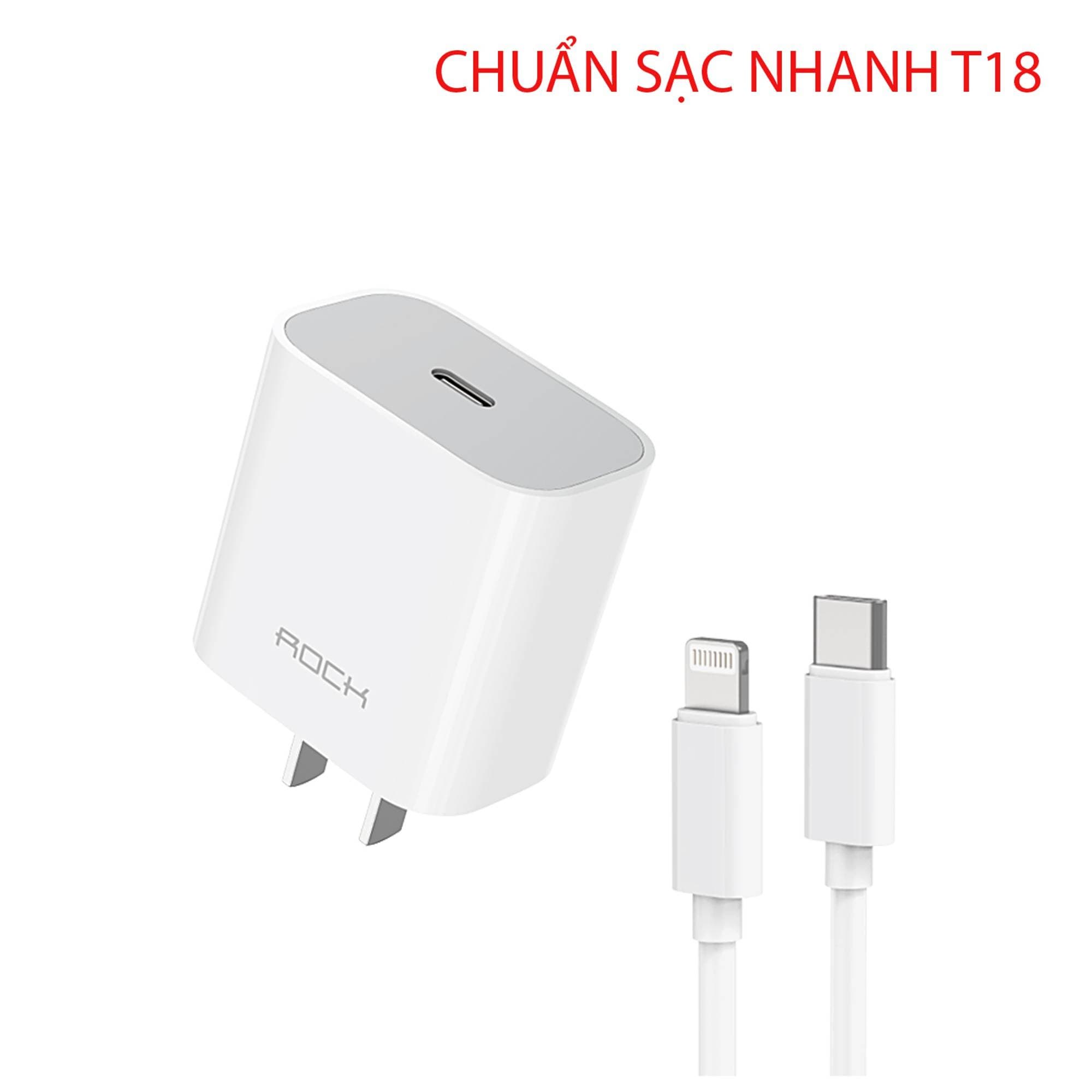 Củ cáp sạc nhanh Rock space 20W Charging kit T18 - type c to lightning 1m