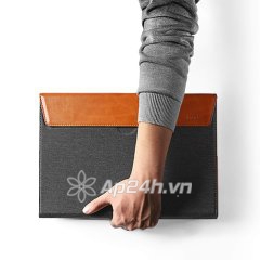 TÚI CHỐNG SỐC TOMTOC (USA) PREMIUM LEATHER FOR MACBOOK PRO 13″ NEW/AIR 13″ 2018 GRAY