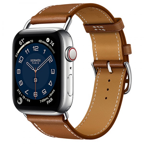 Apple Watch Series 6 Hermès 44mm Silver Stainless Steel Case with Attelage Single Tour