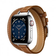 Apple Watch Series 6 Hermès 40mm Silver Stainless Steel Case with Attelage Double Tour