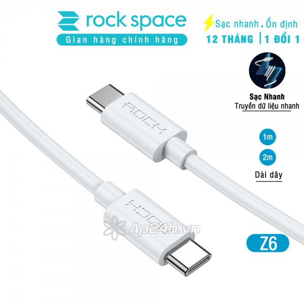 Cáp sạc Rock Space Z6 Type C to Type C DP 3A / 1m Fast charging