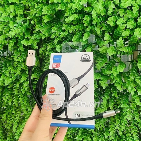 Cáp sạc Rock Space M1 Type A to Type C DP 6A/ 66W/ 1m Fast charging
