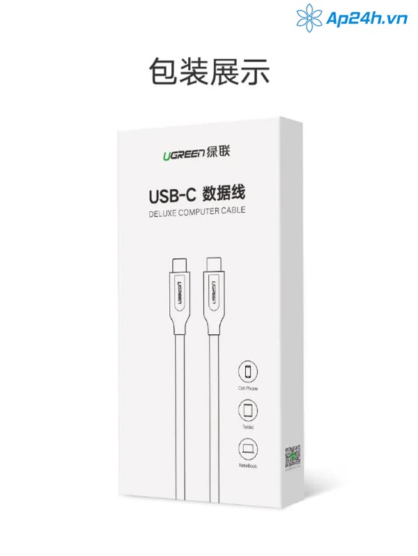USB to USB-C Data Cable - 2M Trắng - Ugreen 60123 - Ảnh 1