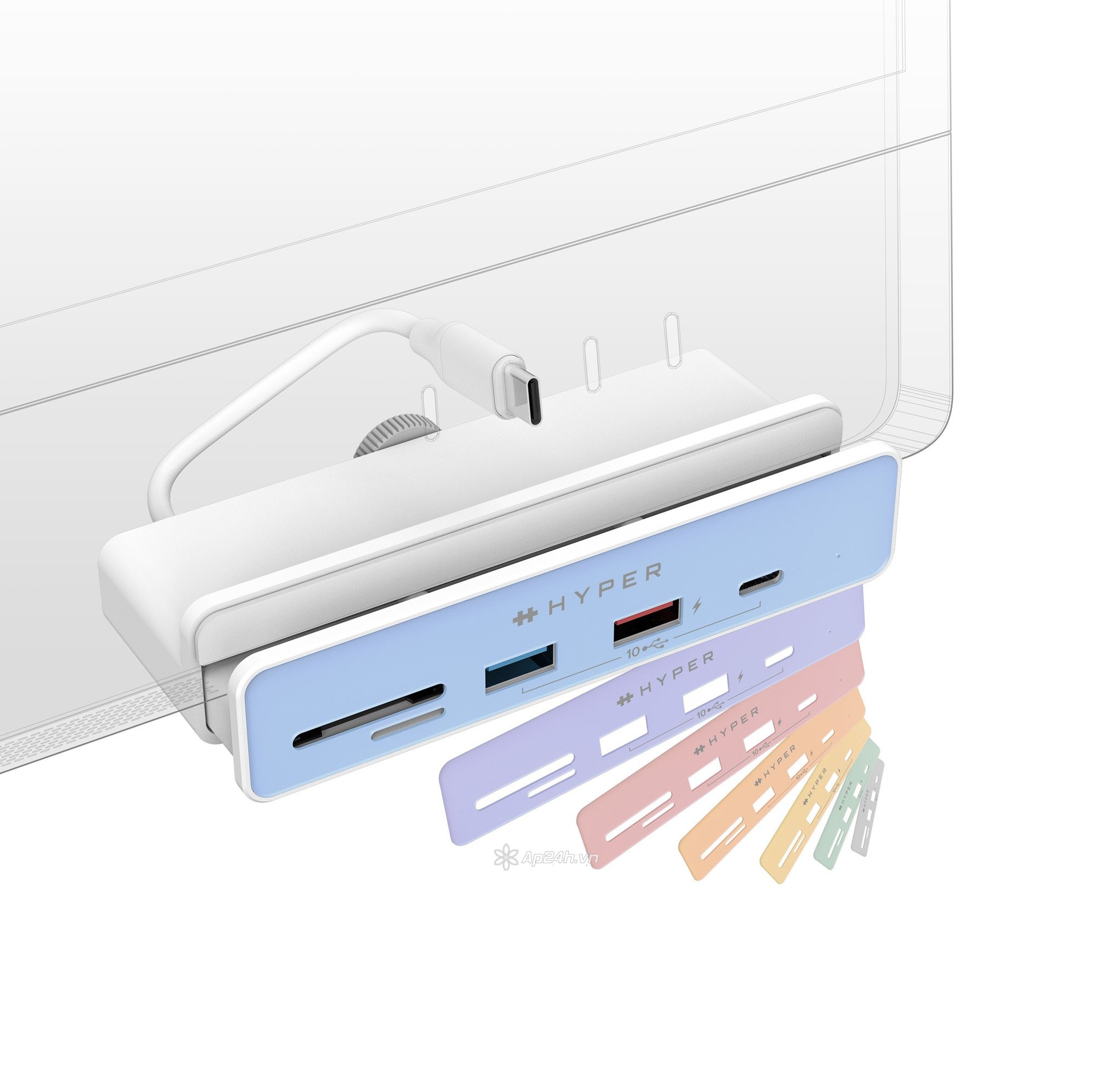 CỔNG CHUYỂN CHUYÊN DỤNG IMAC 24″ HYPERDIVE 5-IN-1 USB-C HUB HD34A6 (KÈM 7 MIẾNG DÁN THEO MÀU IMAC 24″) - Ảnh 4