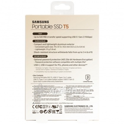 Ổ cứng di động SSD Portable 500GB Samsung T5 (Màu vàng Gold) - Ảnh 5