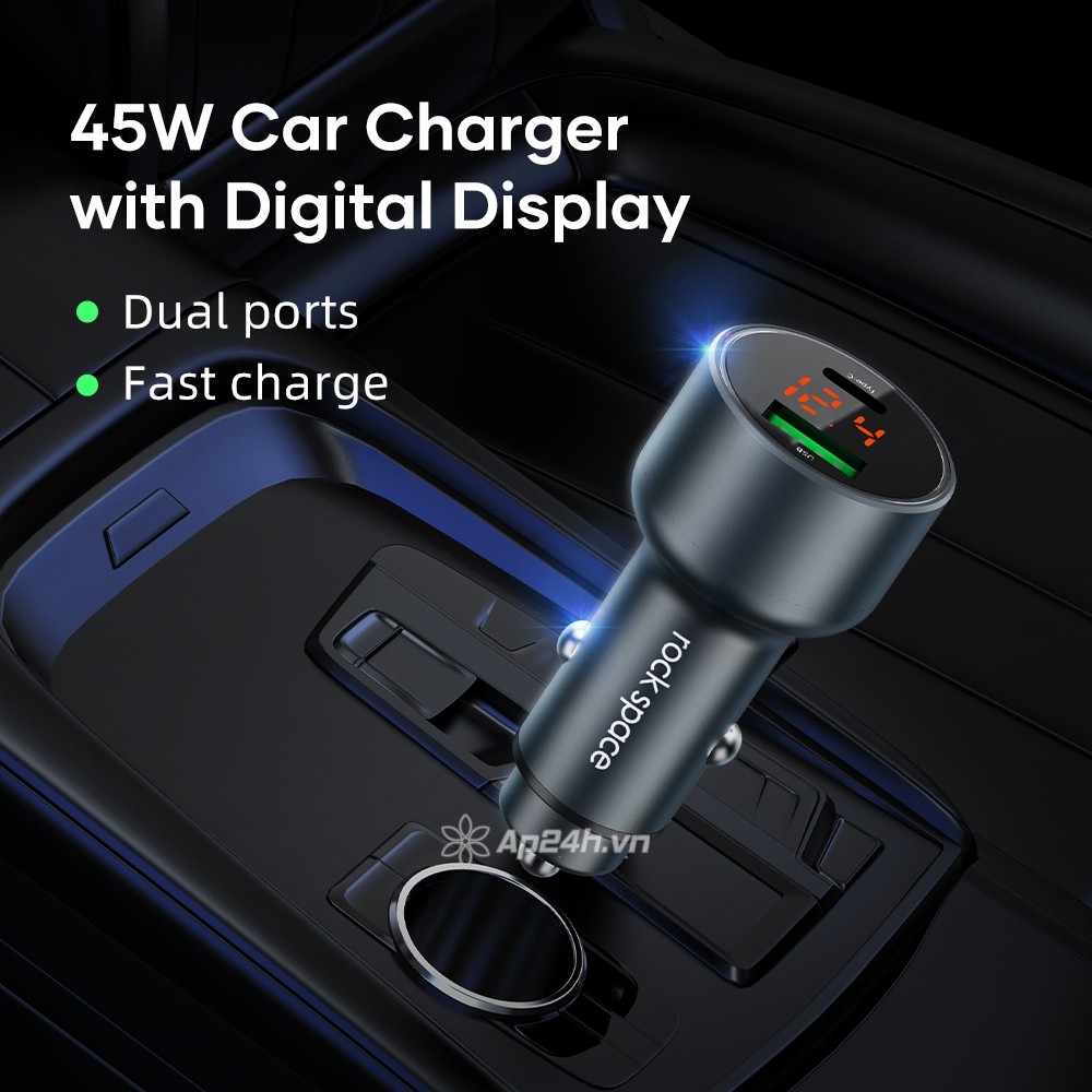 Tẩu sạc Ô tô Rock space Car charger C303 45W quick charge/ power delivery - Ảnh 3