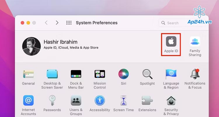 chọn Apple ID