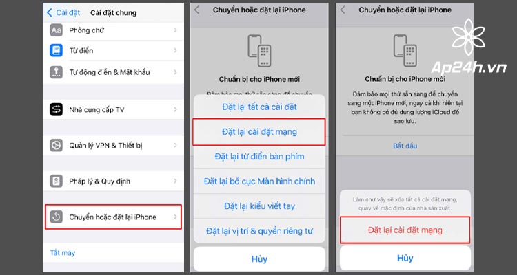 Đặt lại cài đặt mạng cho iPhone