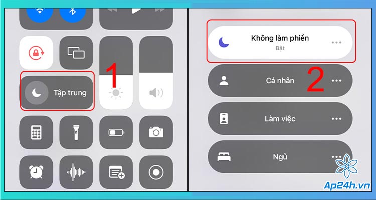Bật tắt tính năng không làm phiền