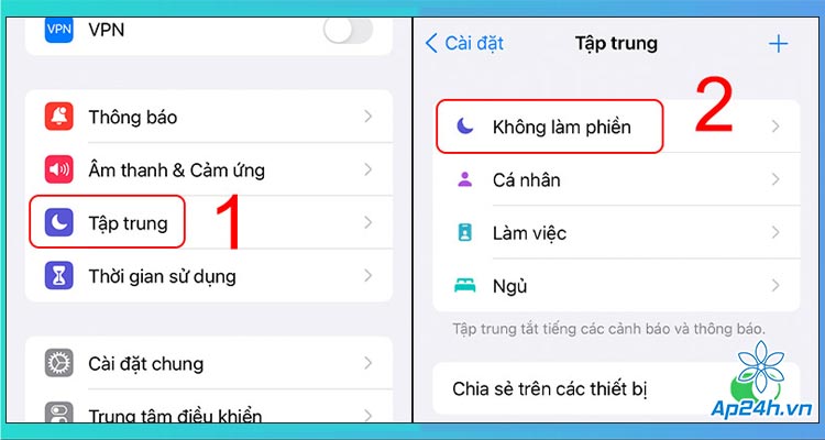 Chọn Không làm phiền