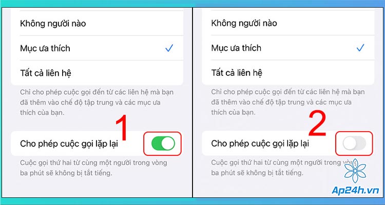 Cho phép cuộc gọi lặp lại