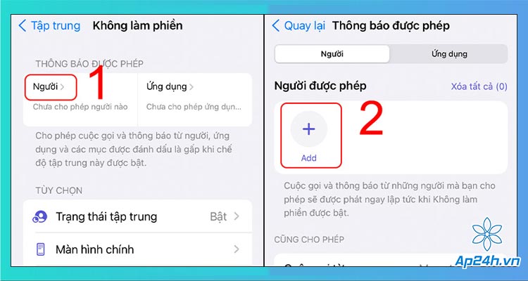 chọn người được phép gọi