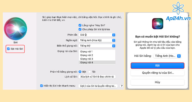 Bật Siri