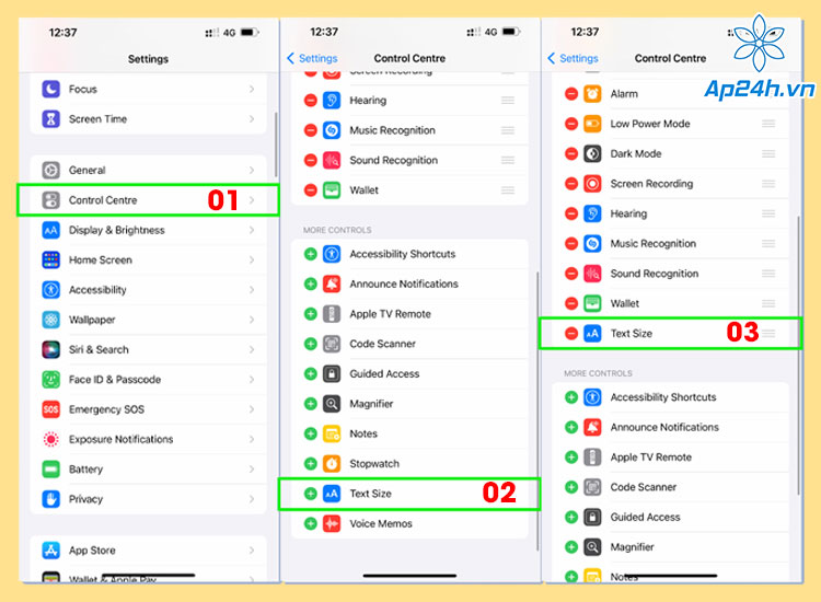  Thêm tính năng tăng kích cỡ chữ vào Control Center