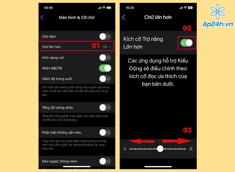  Tùy chỉnh kích thước chữ