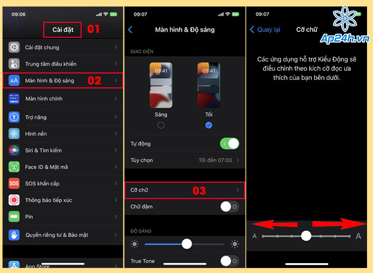  Điều chỉnh cỡ chữ trên iPhone