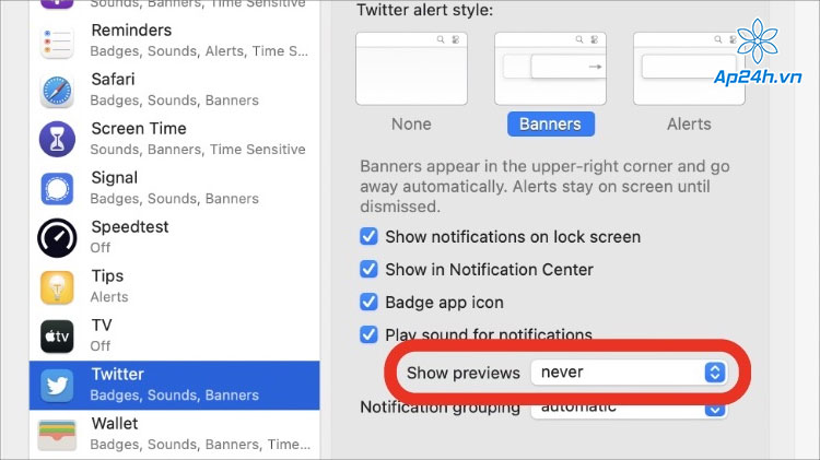 Nhấn vào cài đặt Notifications & Focus