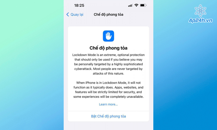 Kích hoạt chế độ phong tỏa 