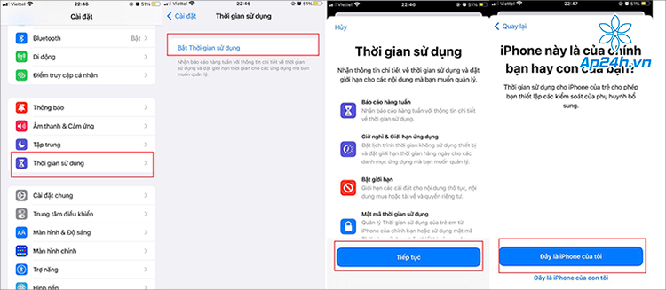 Bật Thời gian sử dụng trên iPhone