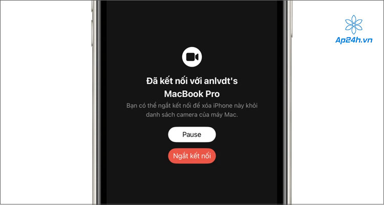 Bấm nút Pause hoặc bấm nút Disconnected để ngắt kết nối giữa iPhone và Mac