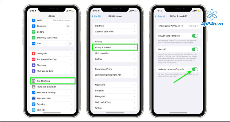 Bật tính năng Continuity Camera trên iPhone lên