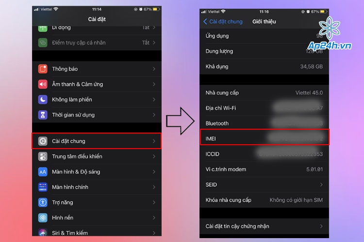 Chọn Sao chép để lưu IMEI của máy