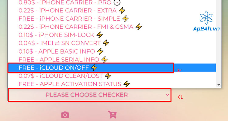 Chọn mục Free iCloud ON-OFF
