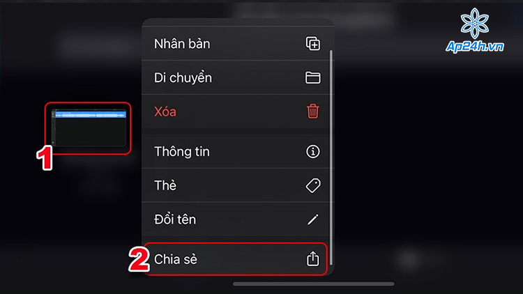 Chọn Chia sẻ