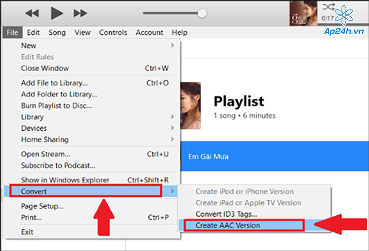 Chọn Create AAC Version