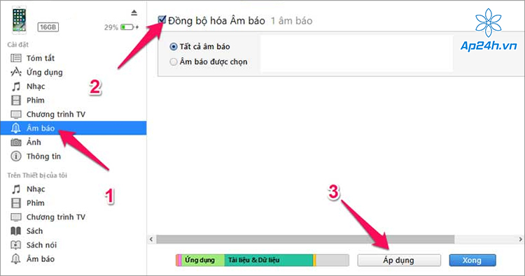Sau khi đồng bộ xong, rút cáp để ngắt kết nối với máy tính