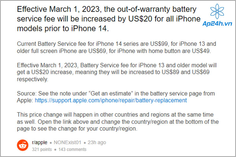  Nội dung thông báo của Apple