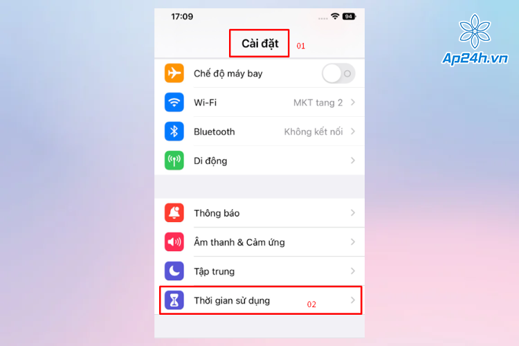  Chọn Thời gian sử dụng