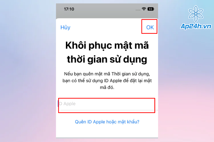  Đăng nhập tài khoản ID Apple