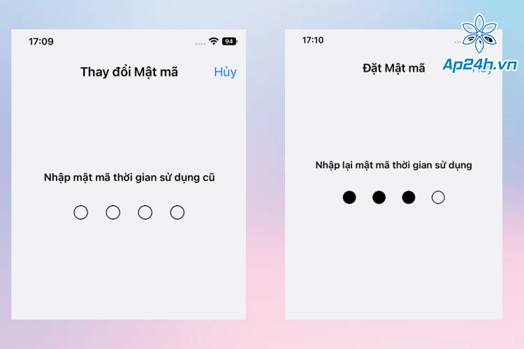 Tạo mật khẩu và xác thực lại