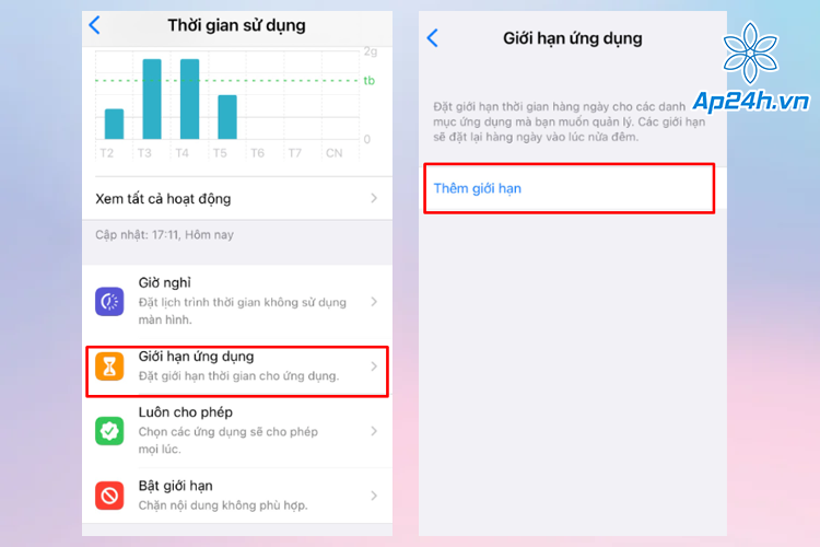  Chọn Giới hạn ứng dụng