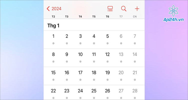 Chấm tròn bên dưới ngày dương lịch