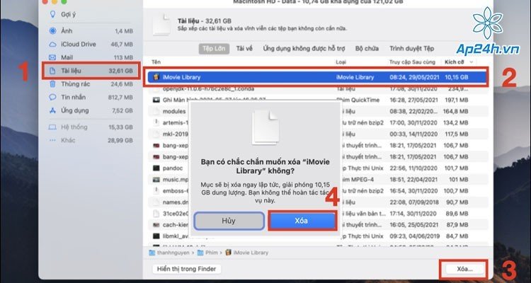  Xóa bớt file trong mục Quản lý