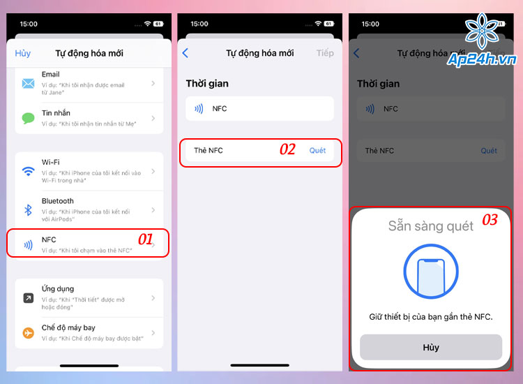 Chọn NFC để tiến hành Quét