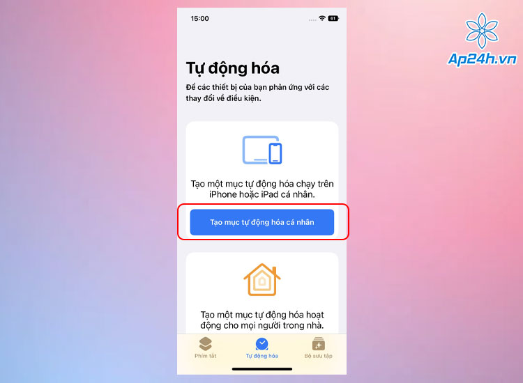 Chọn Tạo mục tự động hóa cá nhân